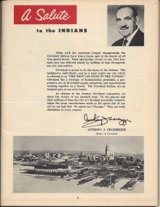 Aerial view of Cleveland Stadium on page 3 of the 1954 World Series program