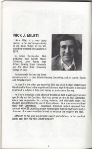 1978-79 Cleveland Cavaliers yearbook and media guide pg.4 Nick Mileti
