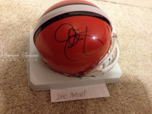 Eric Metcalf Tristar Autograph Cleveland Browns mini helmet
