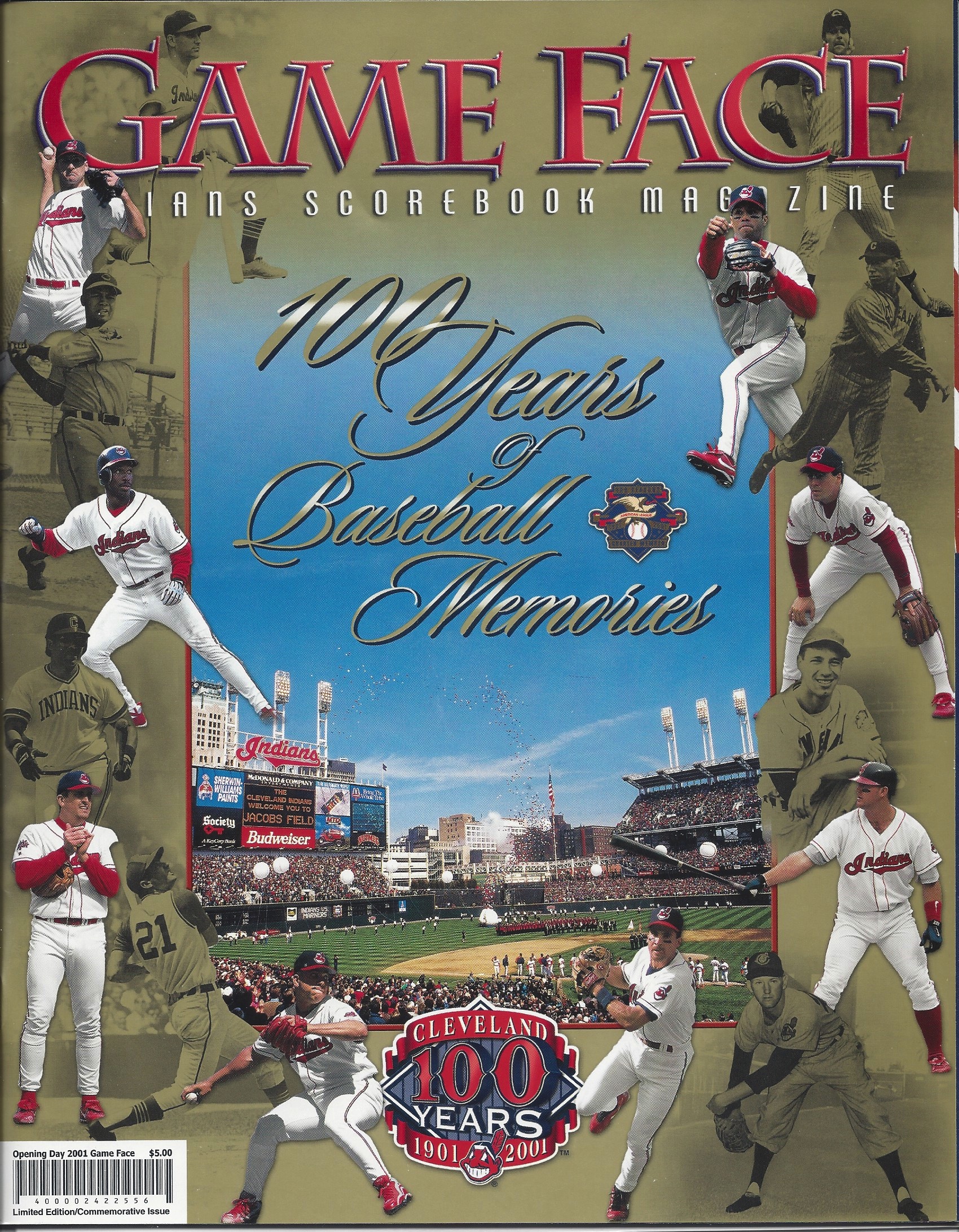 2001 cleveland indians game face opening day coveramerican treasures